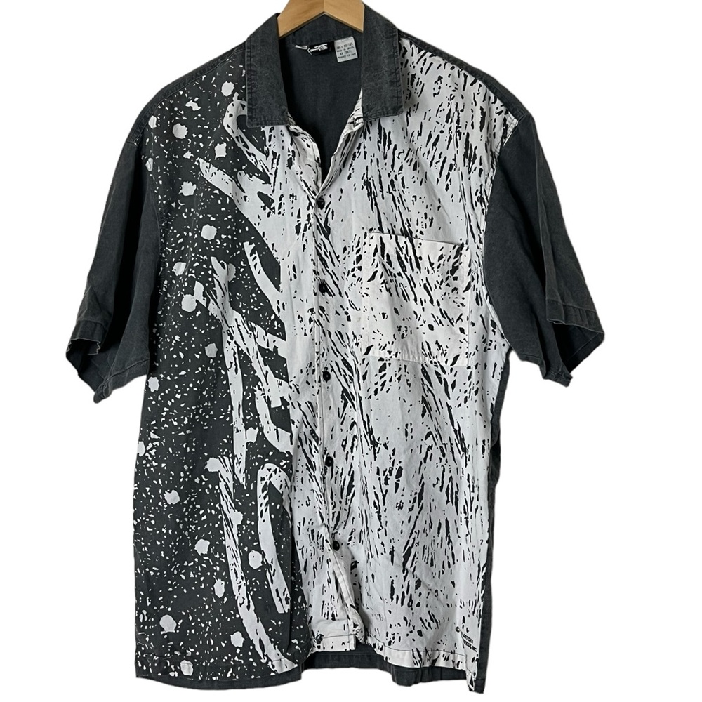 Gotcha | 90’s Printed cotton short sleeve button up casual shirt size la…